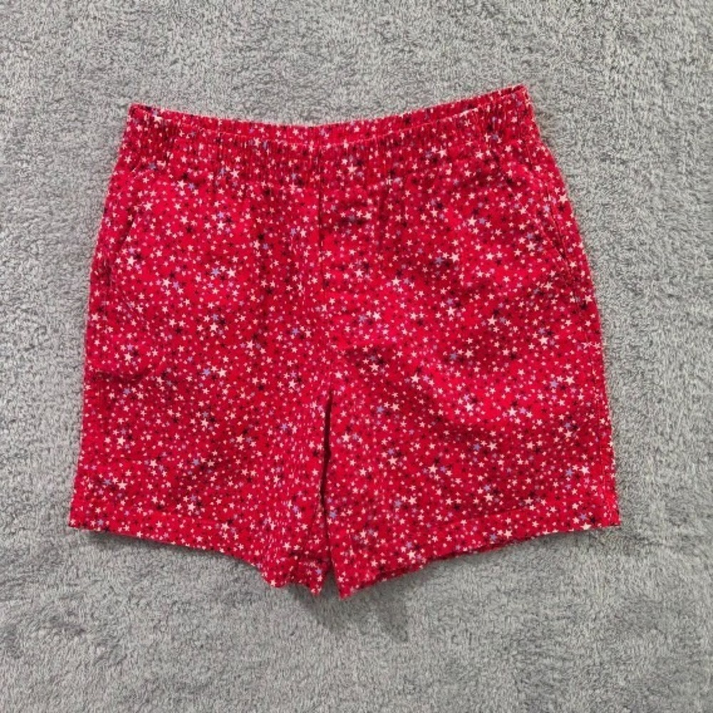 Lands' End Women's Size 10 Red Star Print Pull-On Shorts Elastic Waist Pockets